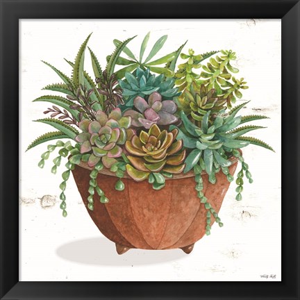 Framed Terracotta Succulents I Print