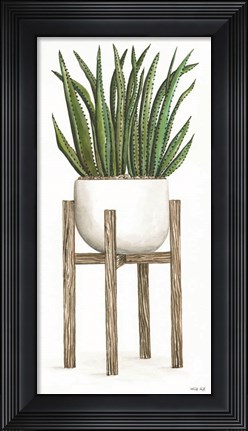 Framed White Pots on Stands II Print