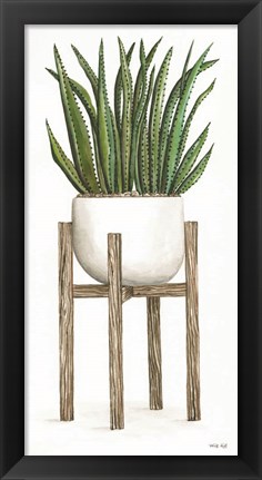 Framed White Pots on Stands II Print
