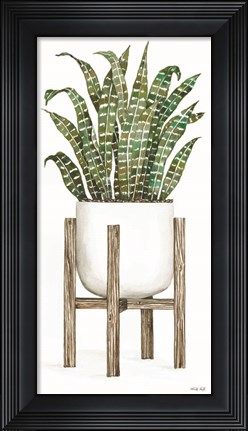 Framed White Pots on Stands III Print