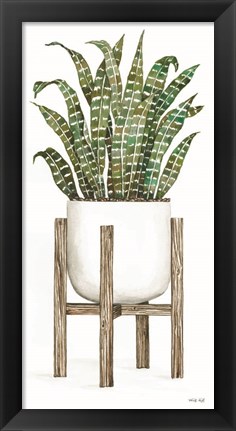 Framed White Pots on Stands III Print