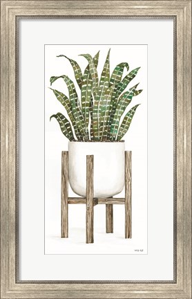 Framed White Pots on Stands III Print