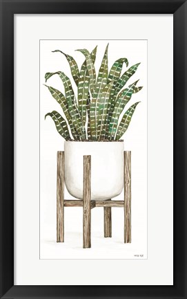 Framed White Pots on Stands III Print