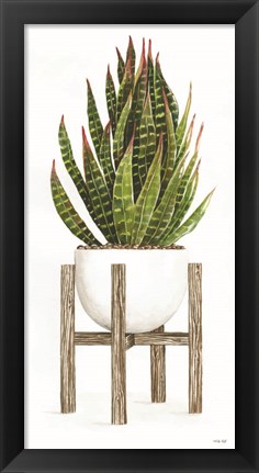 Framed White Pots on Stands IV Print