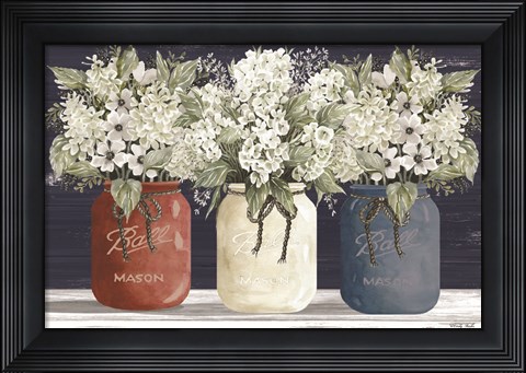 Framed Red, White &amp; Blue Jar Trio Print