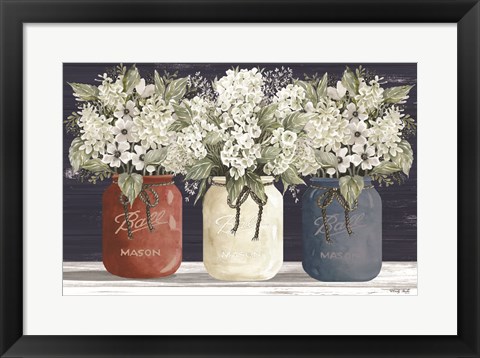 Framed Red, White &amp; Blue Jar Trio Print