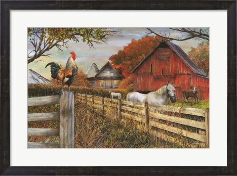 Framed Standing Guard Rooster Print