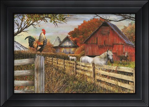 Framed Standing Guard Rooster Print