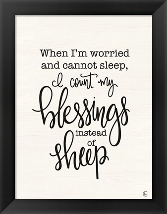 Framed Count Your Blessings Instead of Sheep Print