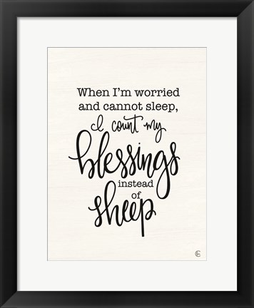 Framed Count Your Blessings Instead of Sheep Print