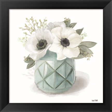 Framed Winter Anemones - Blue Print