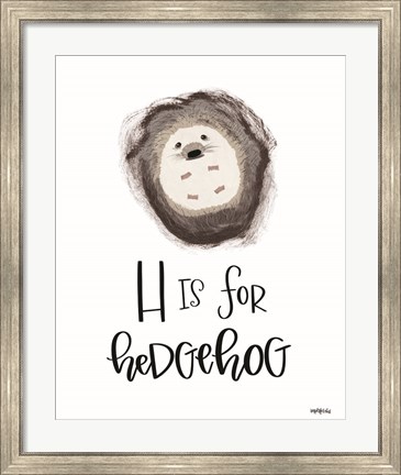 Framed H is for Hedgehog Print