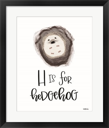 Framed H is for Hedgehog Print
