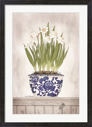 Framed Blue and White Daffodils II Print