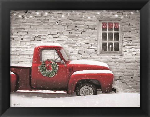 Framed Snowy Christmas Truck Print