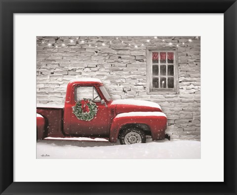 Framed Snowy Christmas Truck Print