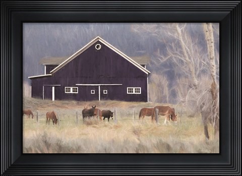 Framed Old Navy Barn with Horses Print