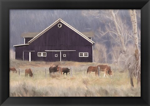 Framed Old Navy Barn with Horses Print