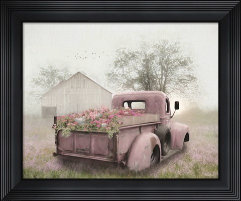 Framed Pink Flower Truck Print