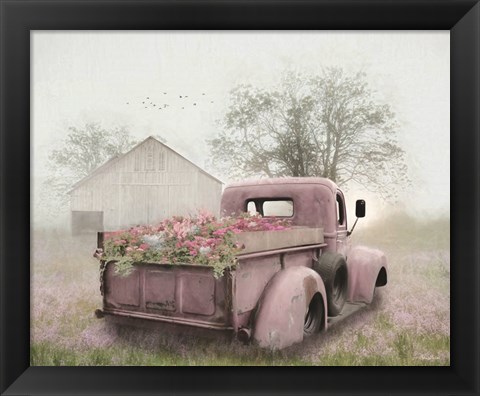 Framed Pink Flower Truck Print