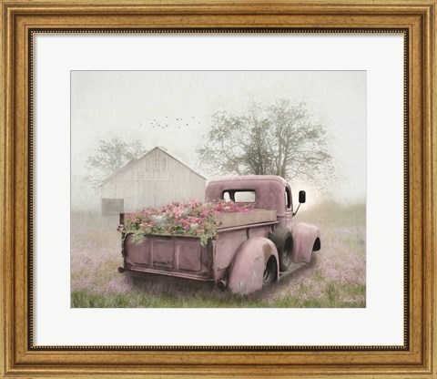 Framed Pink Flower Truck Print