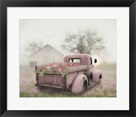 Framed Pink Flower Truck Print