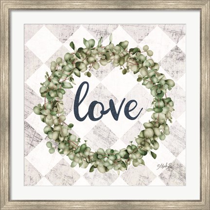 Framed Love Eucalyptus Wreath Print