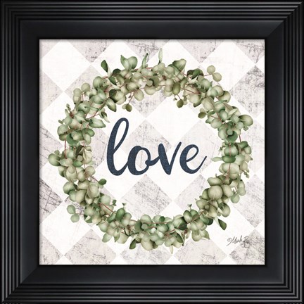 Framed Love Eucalyptus Wreath Print