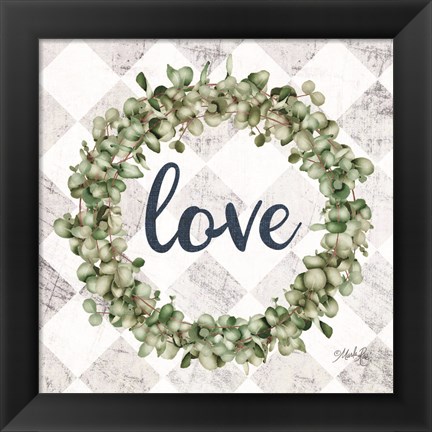 Framed Love Eucalyptus Wreath Print