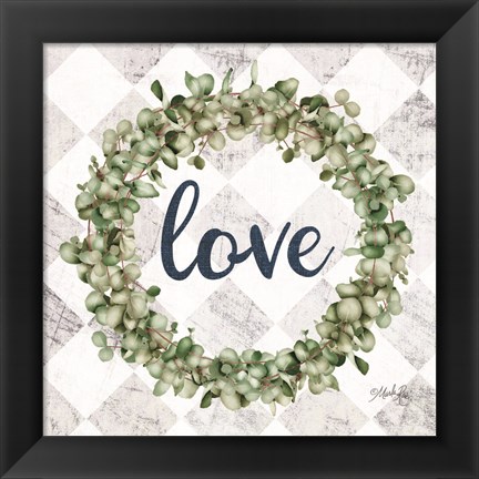 Framed Love Eucalyptus Wreath Print