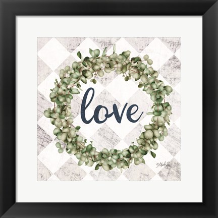 Framed Love Eucalyptus Wreath Print