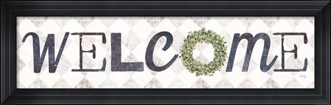 Framed Welcome with Eucalyptus Wreath I Print