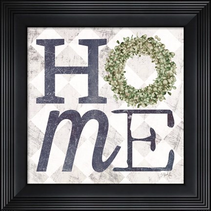 Framed Home with Eucalyptus Wreath III Print