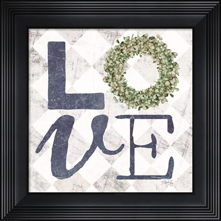 Framed Love with Eucalyptus Wreath III Print
