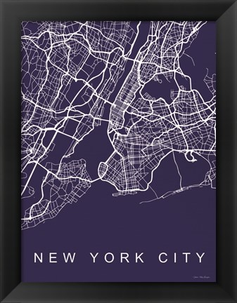 Framed NYC Street Blue Map Print