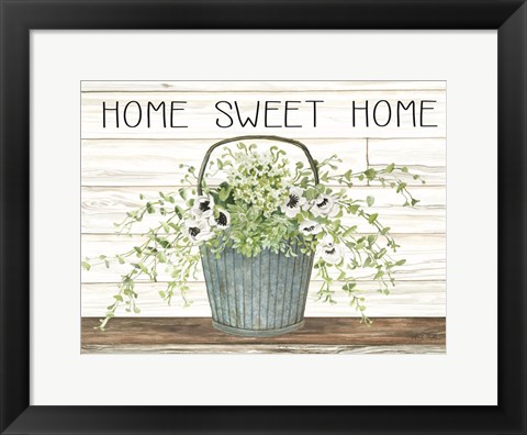 Framed Home Sweet Home Galvanized Bucket Print