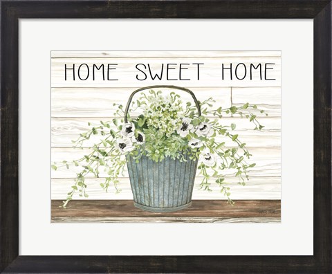 Framed Home Sweet Home Galvanized Bucket Print