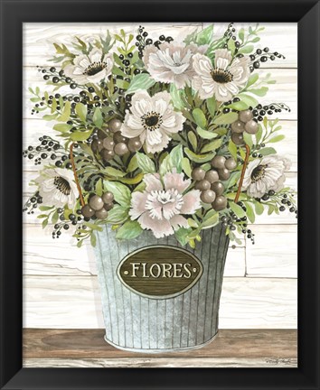 Framed Flores Galvanized Bucket Print