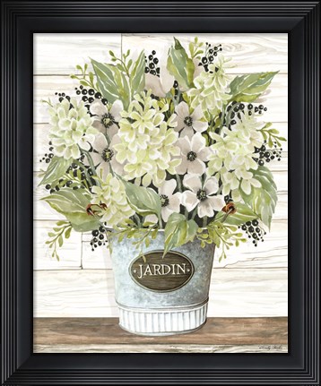 Framed Jardin Galvanized Bucket Print