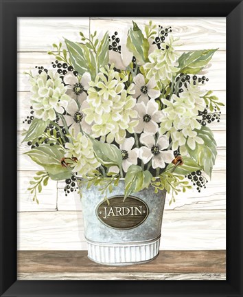 Framed Jardin Galvanized Bucket Print