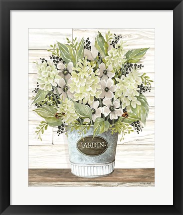 Framed Jardin Galvanized Bucket Print