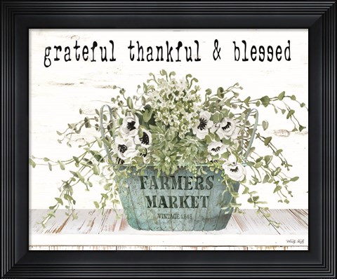 Framed Grateful Thankful &amp; Blessed Print