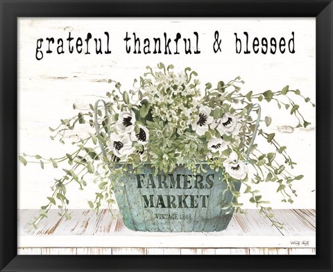 Framed Grateful Thankful &amp; Blessed Print
