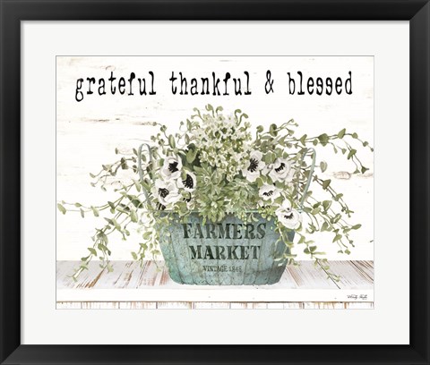 Framed Grateful Thankful &amp; Blessed Print