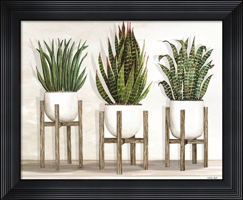 Framed White Pots on Stands I Print