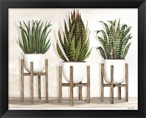 Framed White Pots on Stands I Print