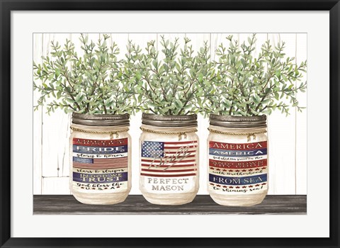 Framed Patriotic Glass Jar Trio I Print