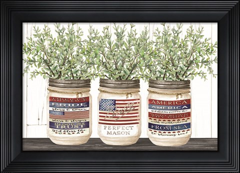 Framed Patriotic Glass Jar Trio I Print
