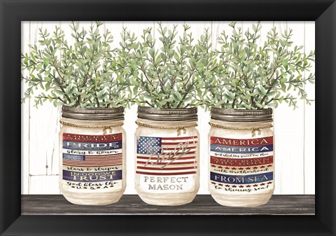 Framed Patriotic Glass Jar Trio I Print