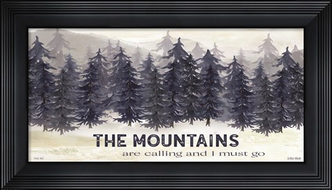Framed Navy Trees The Mountains Print